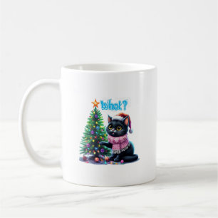 Funny Christmas Cat Was mit Baumsticker Kaffeetasse