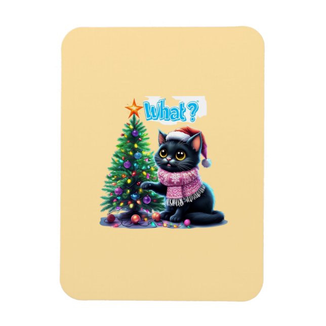 Funny Christmas Cat Was mit Baumsticker Magnet (Vertikal)