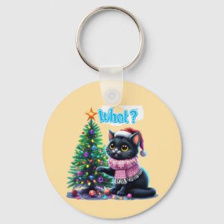 Funny Christmas Cat Was mit Baumsticker Schlüsselanhänger