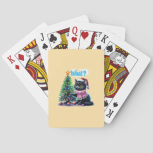 Funny Christmas Cat Was mit Baumsticker Spielkarten
