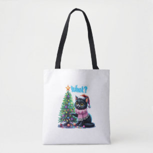 Funny Christmas Cat Was mit Baumsticker Tasche