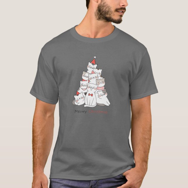 Funny Christmas Cats - Matching Family Meowy Pajam T-Shirt (Vorderseite)
