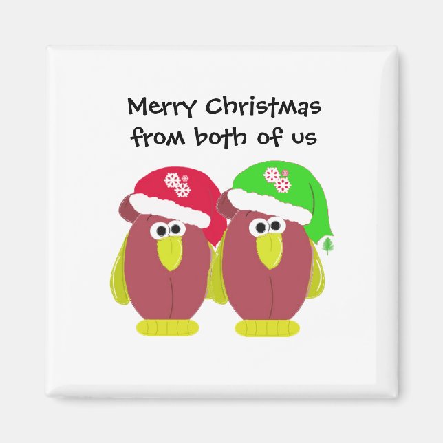 Funny Christmas Chickens in Santa Hats Magnet (Vorne)