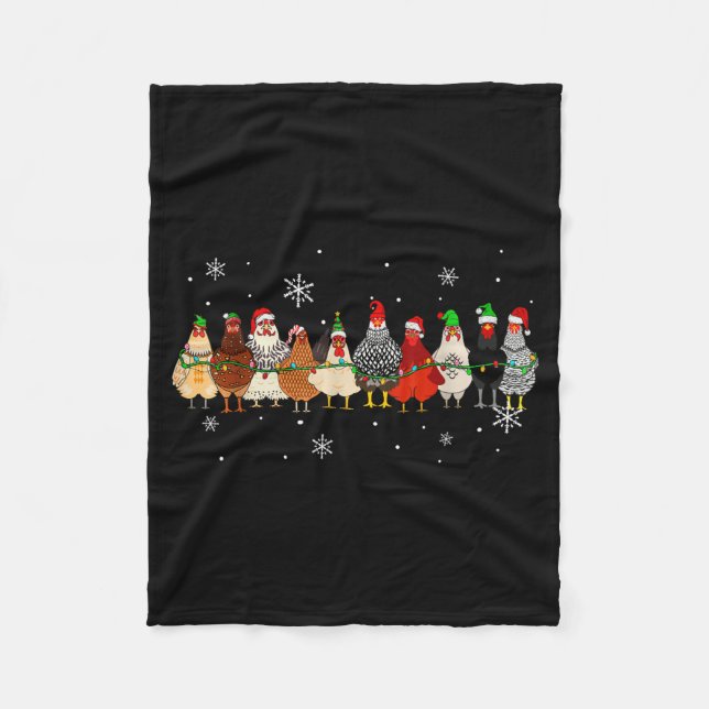 Funny Christmas Chickens Xmas Chicken Farm Animals Fleecedecke (Vorderseite)