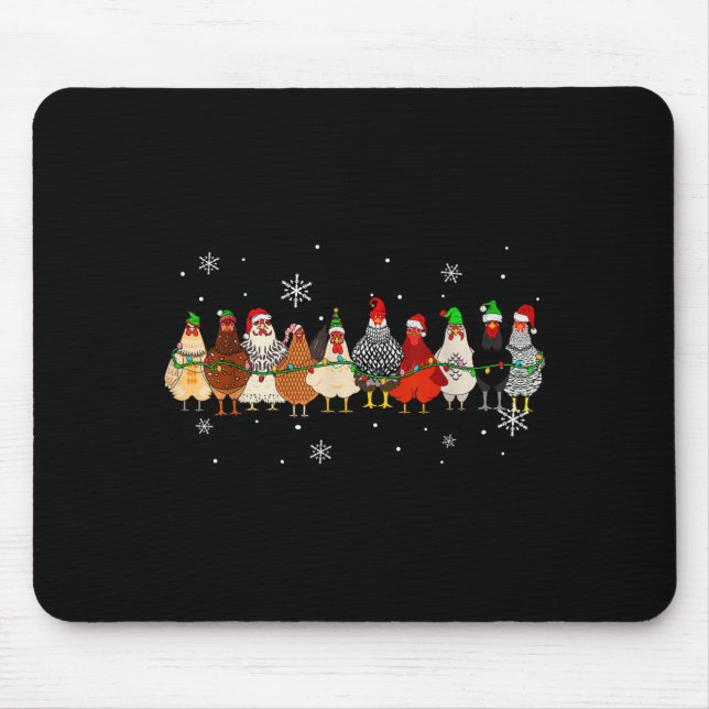 Funny Christmas Chickens Xmas Chicken Farm Animals Mousepad (Vorne)