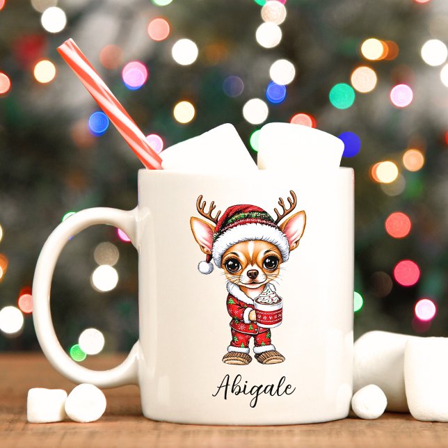 Funny Christmas Chihuahua Tasse (Merry Christmas personalized chihuahua mug. )