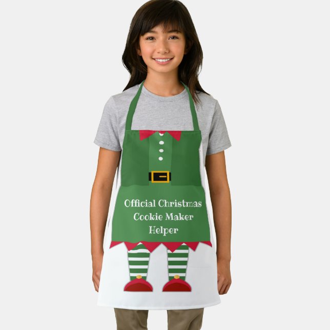 Funny Christmas Cookie Maker Helper Elf Green Red  Schürze (Insitu)