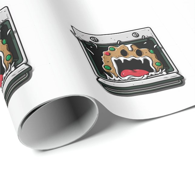 Funny Christmas Cookie Yelling from Oven Geschenkpapier (Rolleneckpunkt)