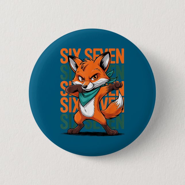 Funny Christmas Cool Fox Dabbing Xmas Dab Six Seve Button (Vorderseite)