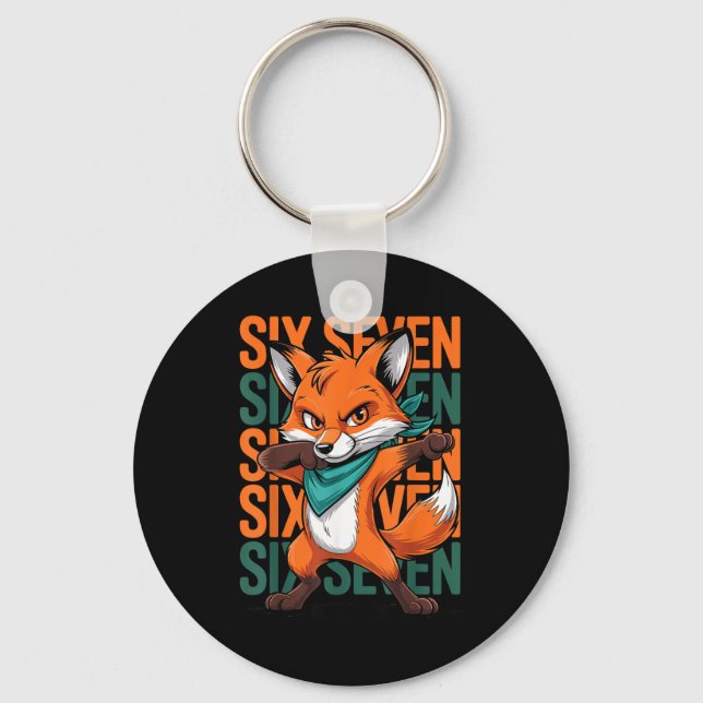 Funny Christmas Cool Fox Dabbing Xmas Dab Six Seve Schlüsselanhänger (Vorderseite)
