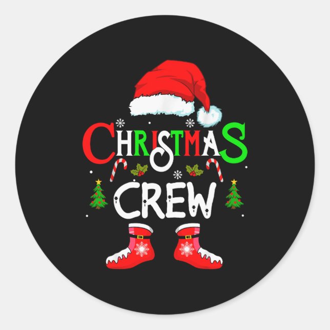 Funny Christmas Crew Xmas Squad Santa Family Pajam Runder Aufkleber (Vorderseite)