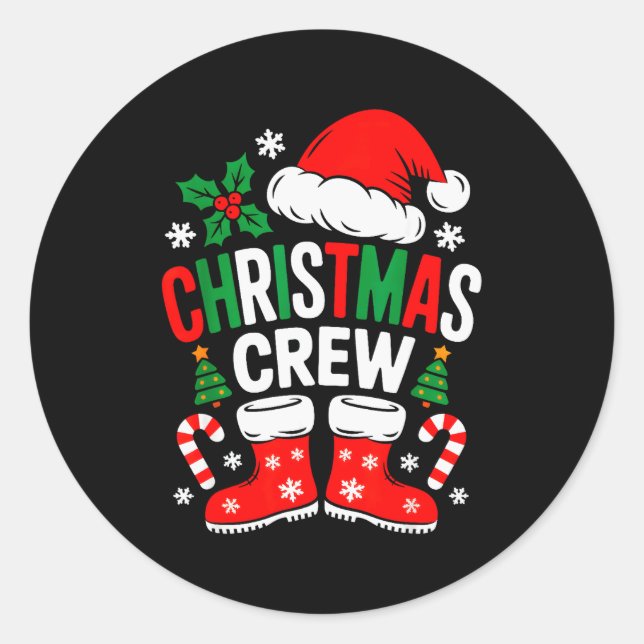 Funny Christmas Crew Xmas Squad Santa Family Pajam Runder Aufkleber (Vorderseite)