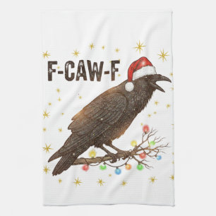Funny Christmas Crow Raven F-CAW- F Geschirrtuch
