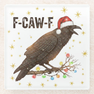Funny Christmas Crow Raven F-CAW- F Glasuntersetzer