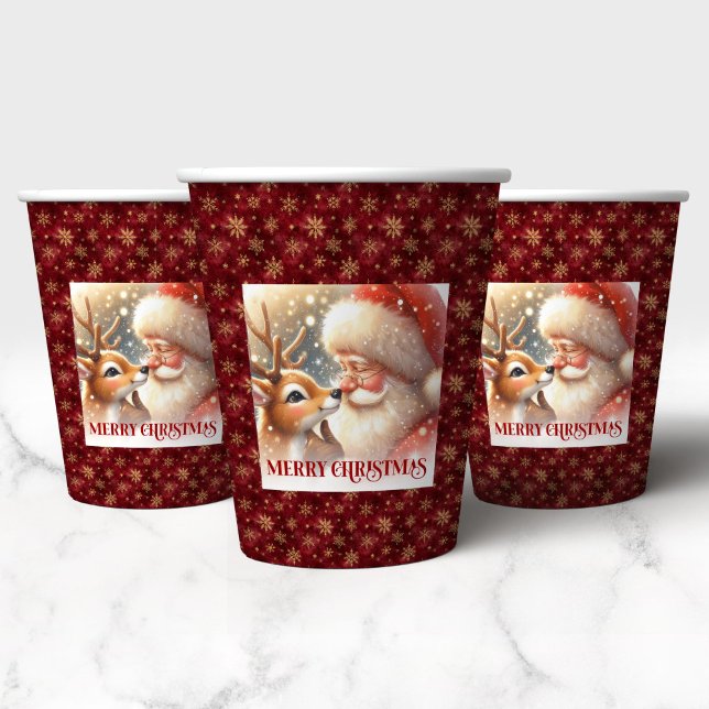 Funny Christmas Cups with Santa Claus and Rudolph Pappbecher (Funny Christmas Cups with Santa Claus and Rudolph)
