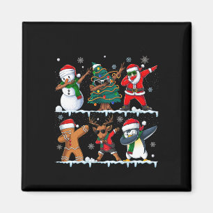 Funny Christmas Dabbing Santa Elf Deer Friends Xma Magnet
