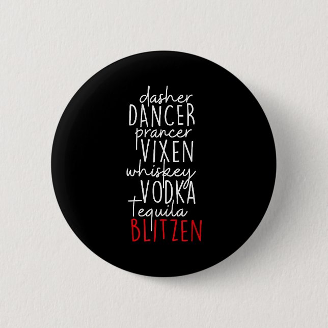 Funny Christmas Dasher Dancer Prancer Vixen Whiske Button (Vorderseite)
