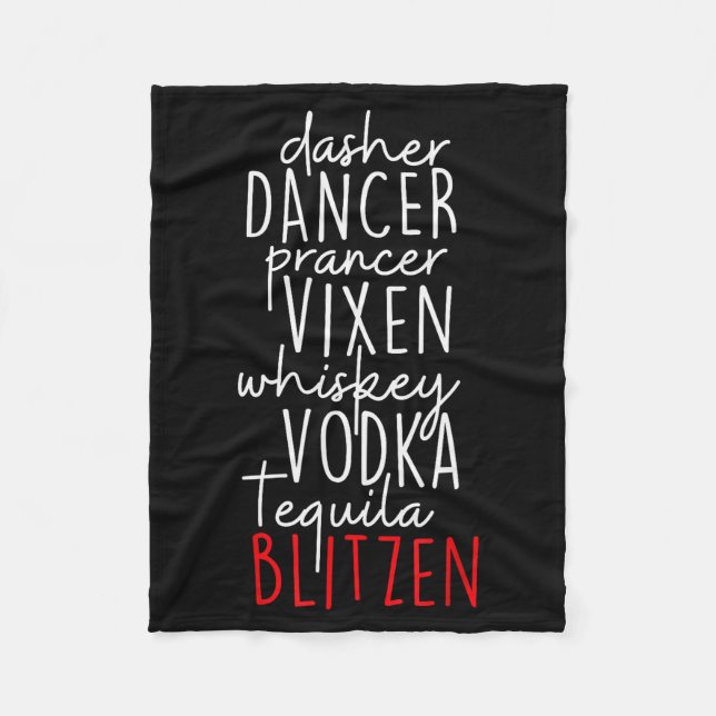 Funny Christmas Dasher Dancer Prancer Vixen Whiske Fleecedecke (Vorderseite)