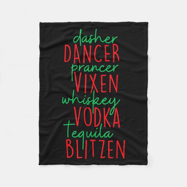 Funny Christmas Dasher Dancer Prancer Vixen Whiske Fleecedecke (Vorderseite)