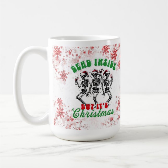 Funny Christmas Dead Inside Dancing Skelette Kaffeetasse (Links)
