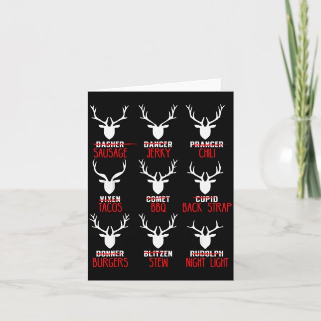 Funny Christmas Deer Hunters All Of Santa's Reinde Karte (Vorderseite)