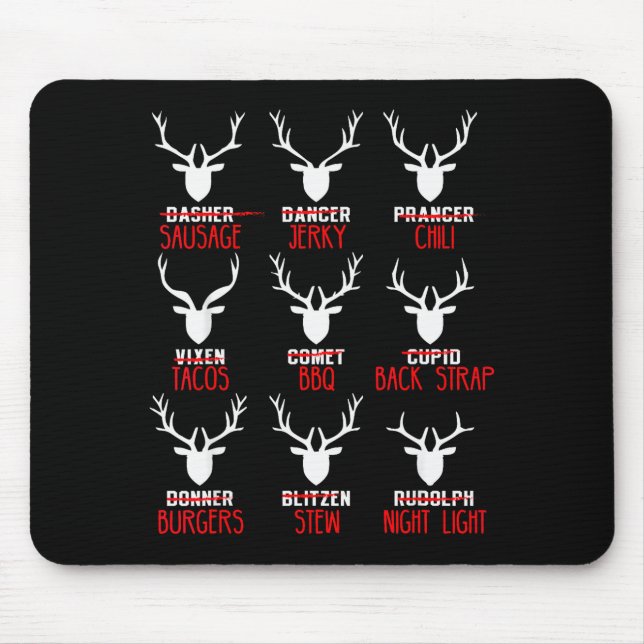 Funny Christmas Deer Hunters All Of Santa's Reinde Mousepad (Vorne)