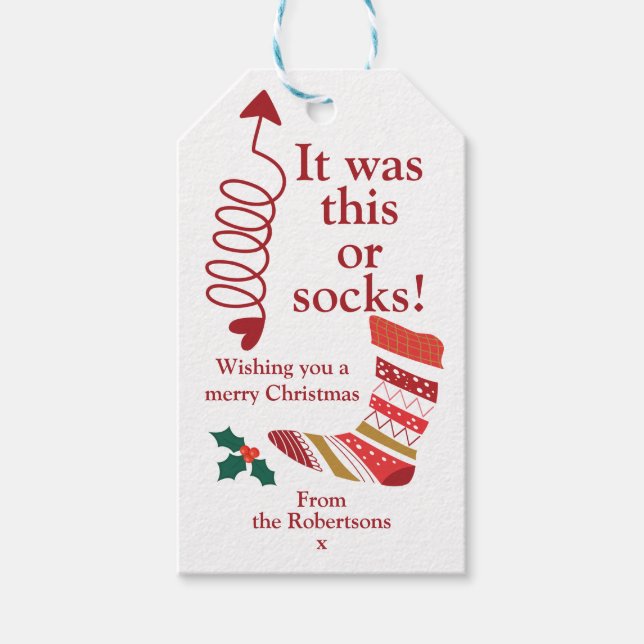 Funny Christmas Dies oder Socken Geschenkanhänger (Vorderseite)