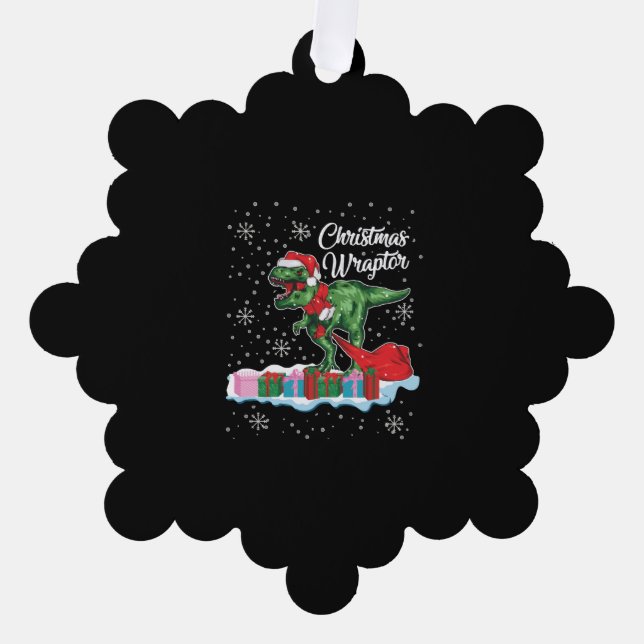 Funny Christmas Dinosaur Wraptor Velociraptor Ornament Karte (Vorderseite)