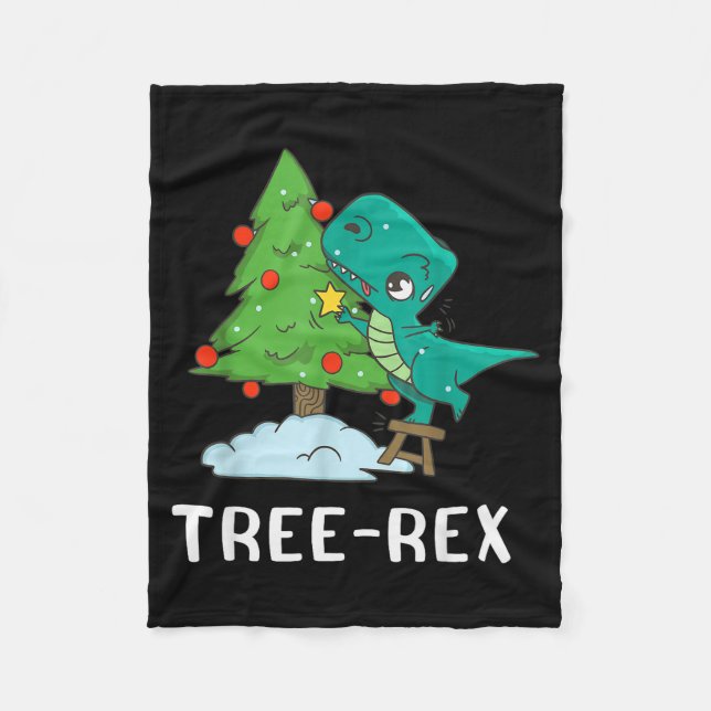 Funny Christmas Dinosaurs Christmas Tree Rex Cute  Fleecedecke (Vorderseite)