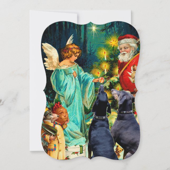 Funny Christmas Dog Doberman carte vintage (Devant)