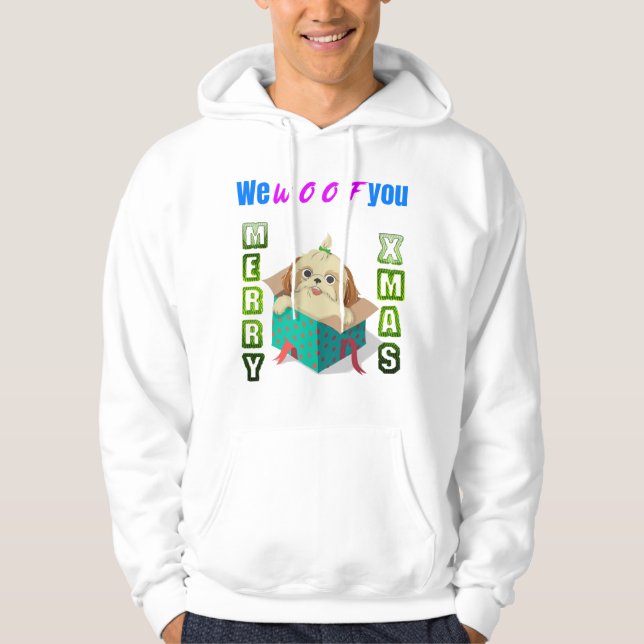 Funny Christmas Dog Liebhaber Gruß Hoodie (Vorderseite)