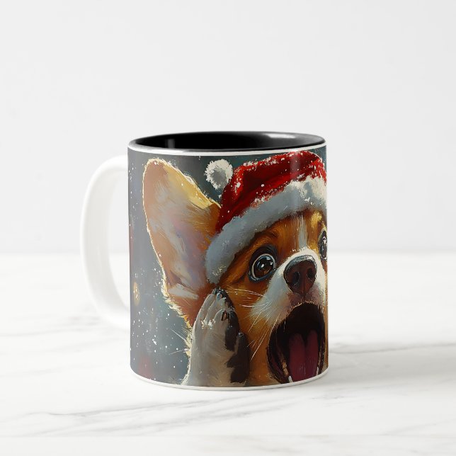 Funny Christmas dog Mugs | Merry Christmas Mug (Devant gauche)