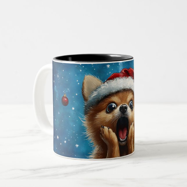 Funny Christmas dog Mugs Wird Merry Christmas Mug Zweifarbige Tasse (Vorderseite Links)