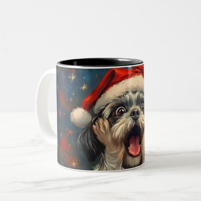 Funny Christmas dog Mugs Wird Merry Christmas Mug Zweifarbige Tasse (Vorderseite Links)
