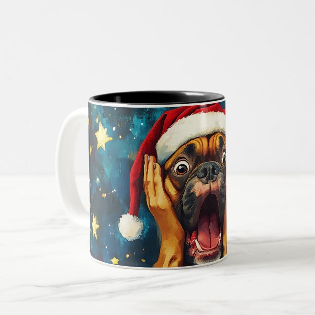 Funny Christmas dog Mugs Wird Merry Christmas Mug Zweifarbige Tasse (Vorderseite Links)