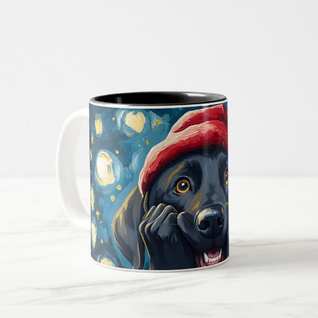 Funny Christmas dog Mugs Wird Merry Christmas Mug Zweifarbige Tasse (Vorderseite Links)