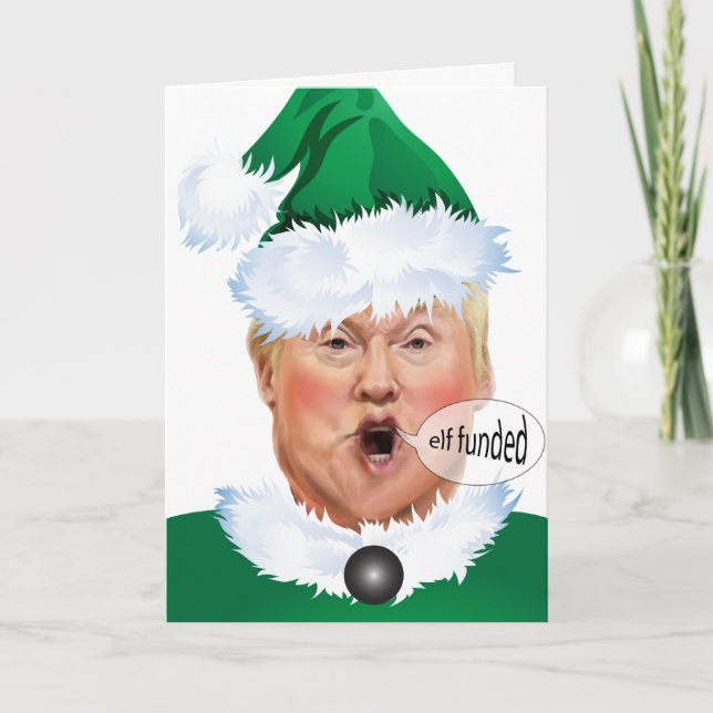 Funny Christmas Donald Trump Elf Feiertagskarte (Vorderseite)