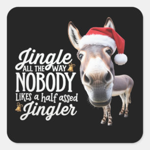 Funny Christmas Donkey Liebhaber Farm Holiday Tier Quadratischer Aufkleber