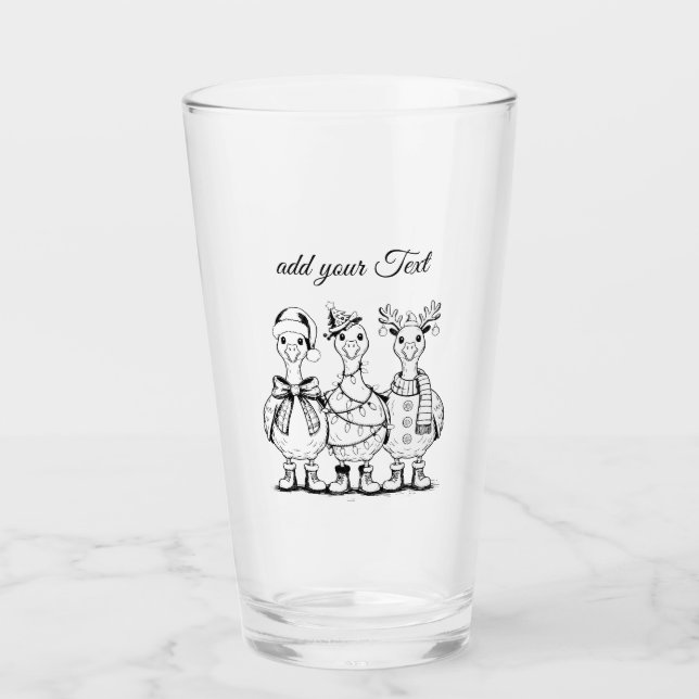 Funny Christmas Duck T-Shirt Cool Holiday Duck  Glas (Vorderseite)