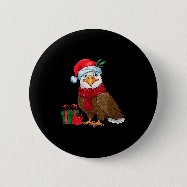 Funny Christmas Eagle Patriotic Bald Eagle With Sa Button (Vorderseite)