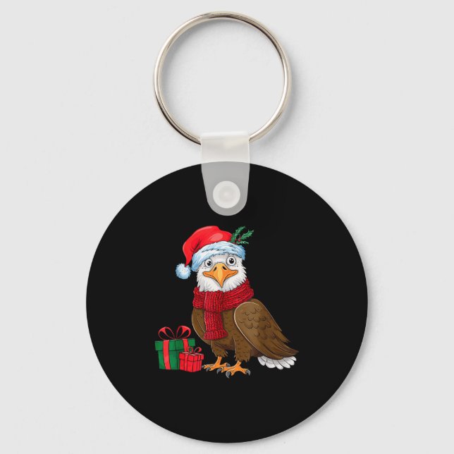 Funny Christmas Eagle Patriotic Bald Eagle With Sa Schlüsselanhänger (Vorderseite)