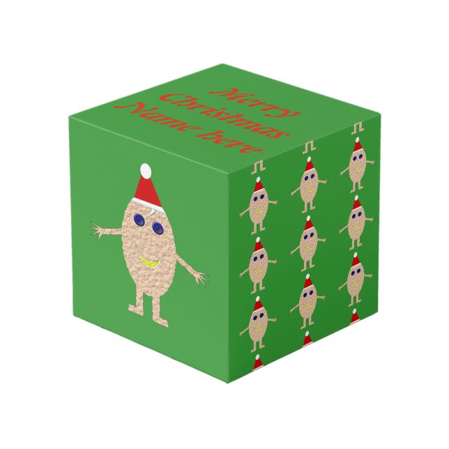 Funny Christmas Egg Custom Foto Cube Würfel (Vorderseite Schrägansicht)