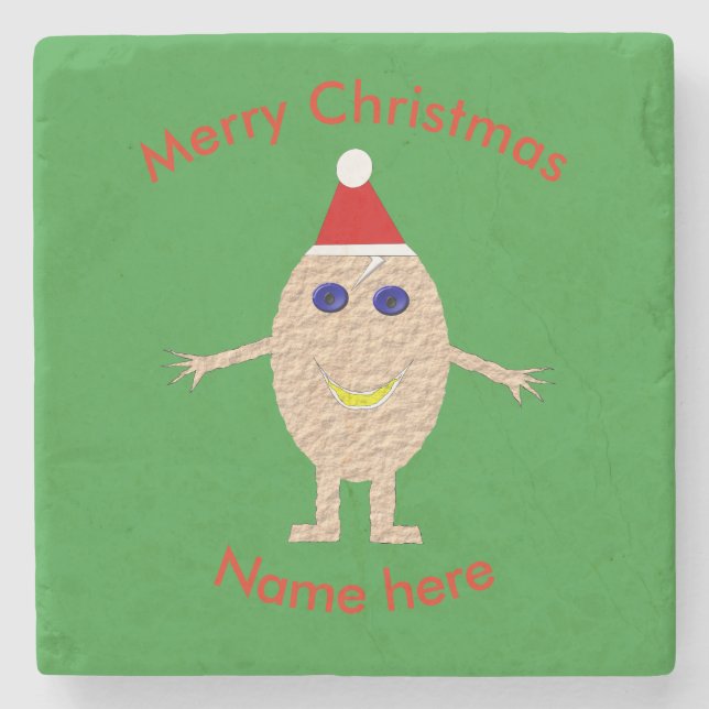 Funny Christmas Egg Steinuntersetzer (Vorderseite)