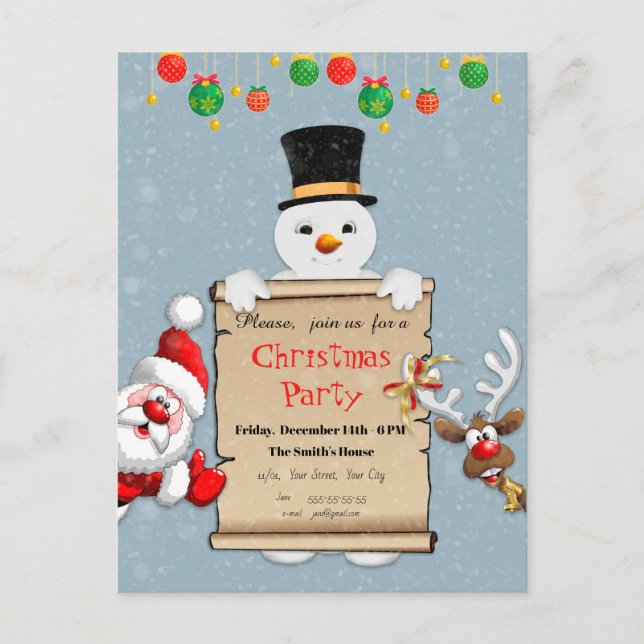 Funny Christmas Einladung für Weihnachten Party Postkarte (Vorderseite)