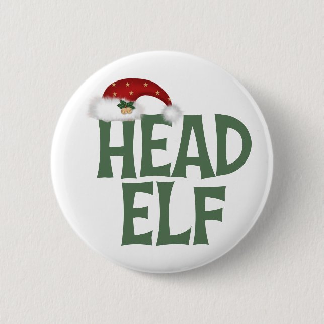 Funny Christmas Elf Button (Vorderseite)