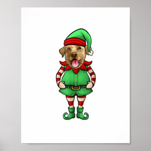 Funny Christmas Elf Gelbe Labrador Hund Yellow Lab Poster