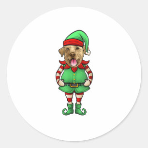 Funny Christmas Elf Gelbe Labrador Hund Yellow Lab Runder Aufkleber
