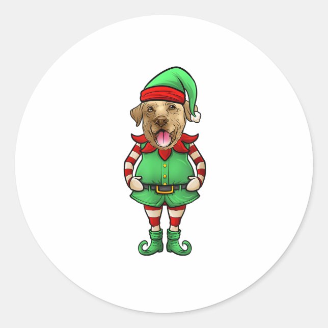 Funny Christmas Elf Gelbe Labrador Hund Yellow Lab Runder Aufkleber (Vorderseite)