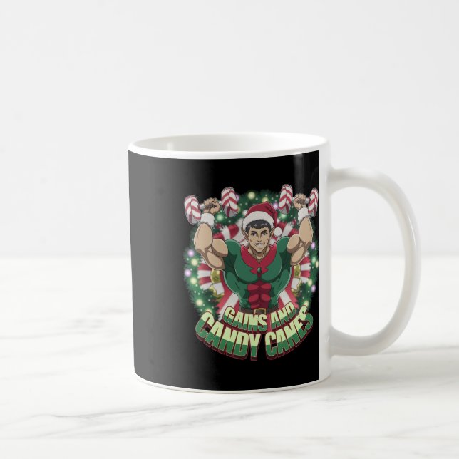 Funny Christmas Elf Gym Workout Gains And Candy Ca Kaffeetasse (Rechts)