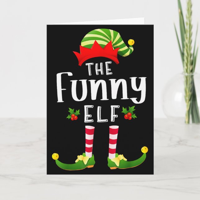 Funny Christmas Elf Matching Pajama X-mas Party  Karte (Vorderseite)